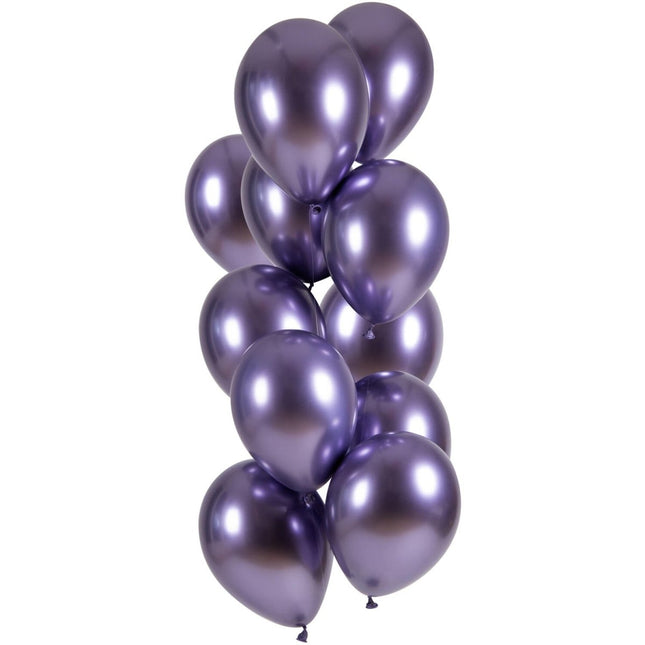 Paarse Ballonnen Chroom 33cm 12st van Folat koop je bij Partywinkel