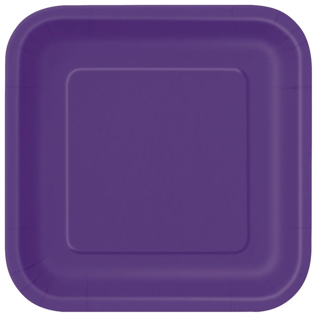 Paarse Borden Vierkant 18cm 16st van Unique koop je bij Partywinkel