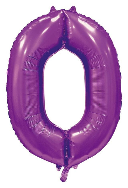 Paarse Cijfer Ballon 0 Jaar Glans 86cm van WeFiesta koop je bij Partywinkel