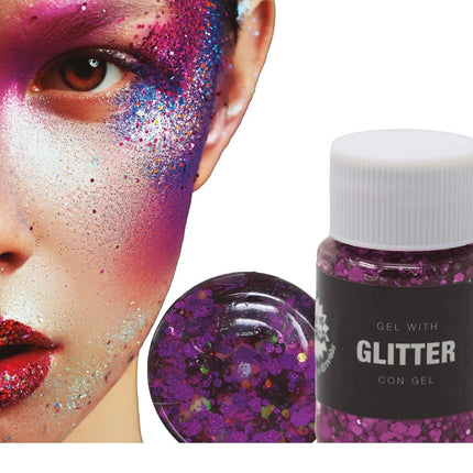 Paarse Glitter Gel 20g van Fiestas Guirca koop je bij Partywinkel