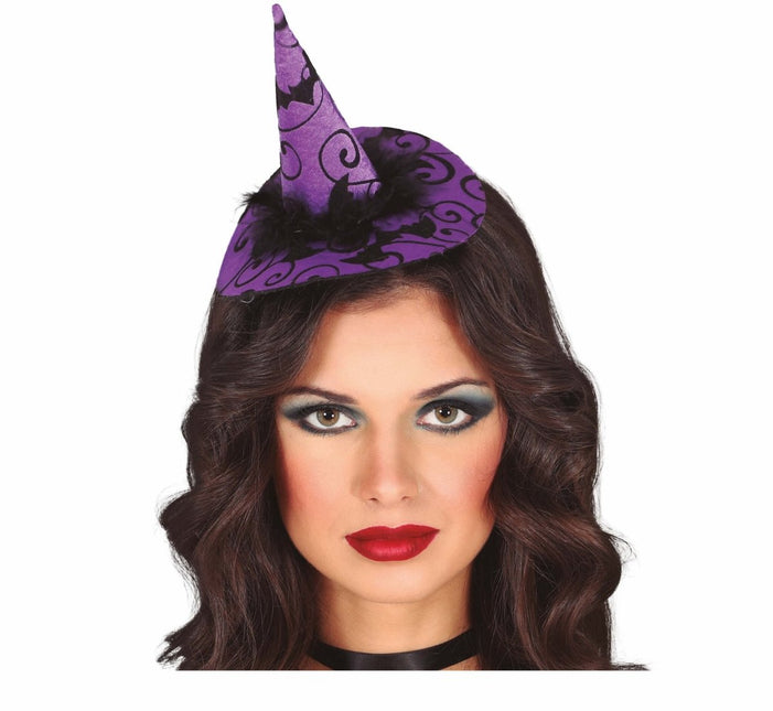 Paarse Halloween Haarband Heksen Hoed van Fiestas Guirca koop je bij Partywinkel