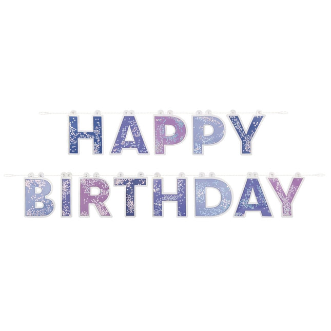 Paarse Happy Birthday Letterslinger van Unique koop je bij Partywinkel