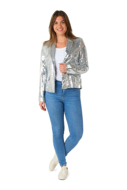 Paillet Zilver Blazer Dames Suitmeister van Suitmeister koop je bij Partywinkel