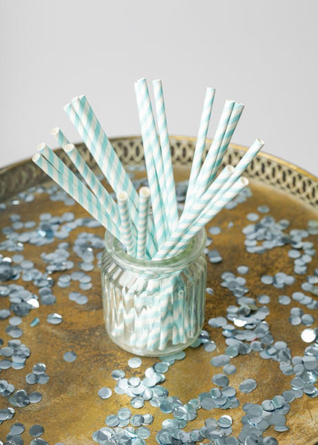 Papieren Rietjes Baby Blauw Gestreept 19,7cm 20st van WeFiesta koop je bij Partywinkel