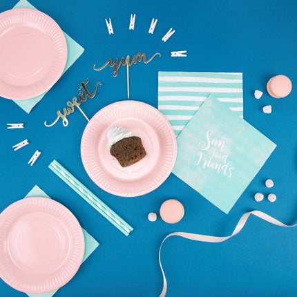 Papieren Rietjes Blauw 19,5cm 10st van Partydeco koop je bij Partywinkel