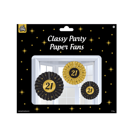 Papieren Waaiers 21 Jaar Set 20 - 40cm 3 - delig van Paper Dreams koop je bij Partywinkel