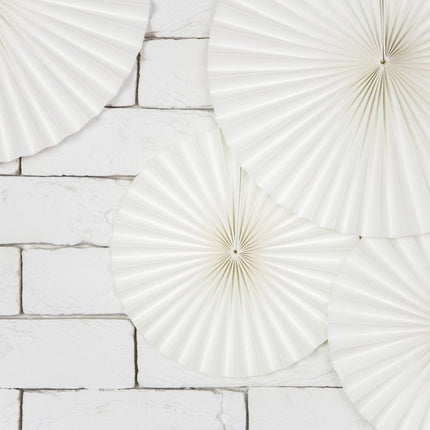 Papieren Waaiers Gebroken Wit Set 23 - 40cm 3 delig van Partydeco koop je bij Partywinkel