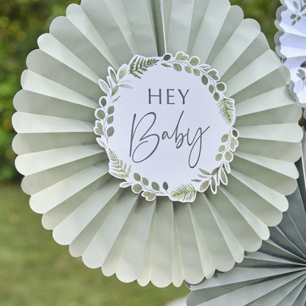Papieren Waaiers Hey Baby 10cm 4 delig van Ginger Ray koop je bij Partywinkel
