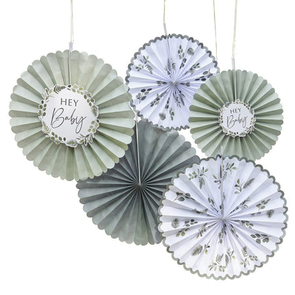 Papieren Waaiers Hey Baby 10cm 4 delig van Ginger Ray koop je bij Partywinkel