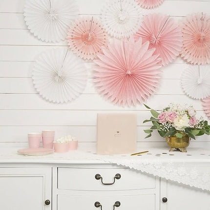 Papieren Waaiers Lichtroze Pastel Set 20 - 30cm 3 delig van Partydeco koop je bij Partywinkel