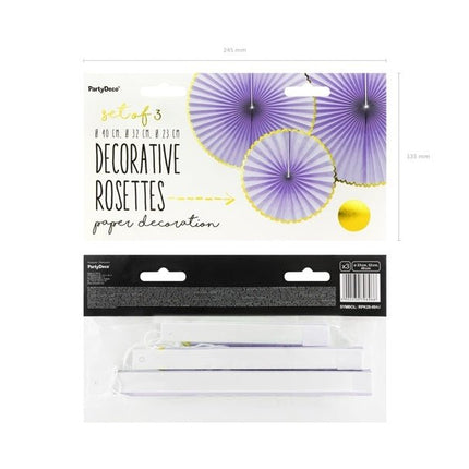 Papieren Waaiers Lila Goud Set 23 - 40cm 3 delig van Partydeco koop je bij Partywinkel