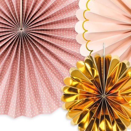Papieren Waaiers Roze Set 13 - 32cm 3 delig van Partydeco koop je bij Partywinkel
