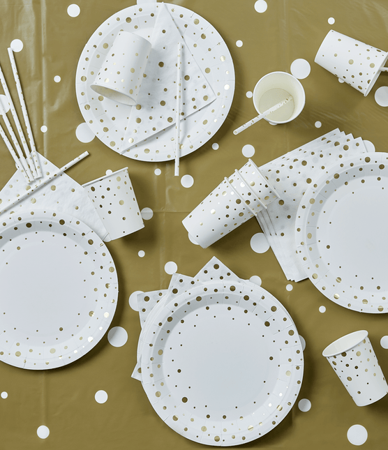 Party Tafelset Goud Wit 41 delig van Paper Dreams koop je bij Partywinkel
