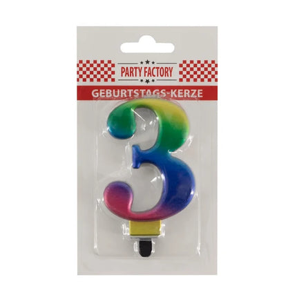 Świeczka „Tęcza” na 3 lata, 8 cm