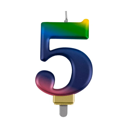 Świeczka „5 lat” – tęcza, 8 cm