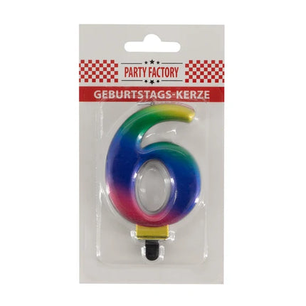 Świeczka „Tęcza” na 6 lat, 8 cm