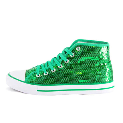 Zielone buty z brokatem