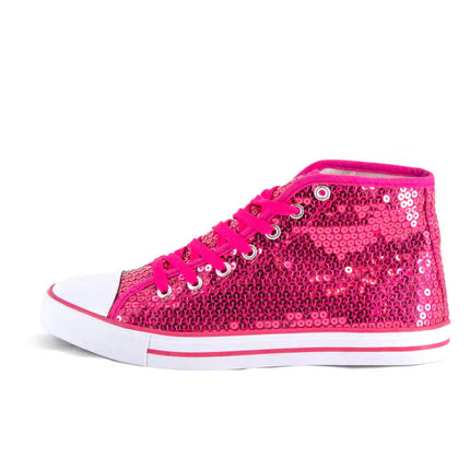 Różowe buty z brokatem