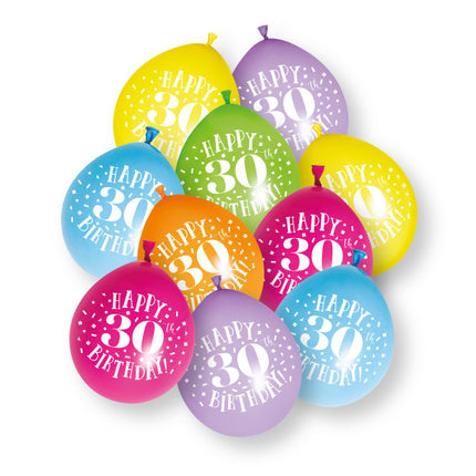 10 sztuk balonów lateksowych „Happy 30th Birthday”, 23 cm
