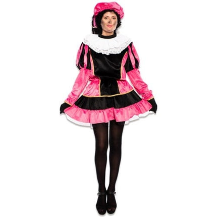 Pietenpak Jurk Fluweel Roze van Haza Witbaard koop je bij Partywinkel