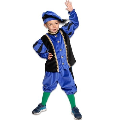 Pietenpak Kind Katoen Blauw/Zwart van Haza Witbaard koop je bij Partywinkel