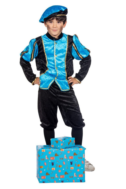 Pietenpak Kind Lichtblauw/Zwart Luxe van Wilbers & Wilbers koop je bij Partywinkel