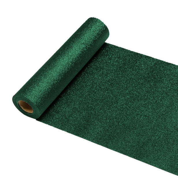 Zielony brokatowy bieżnik na stół 30 cm 5 m