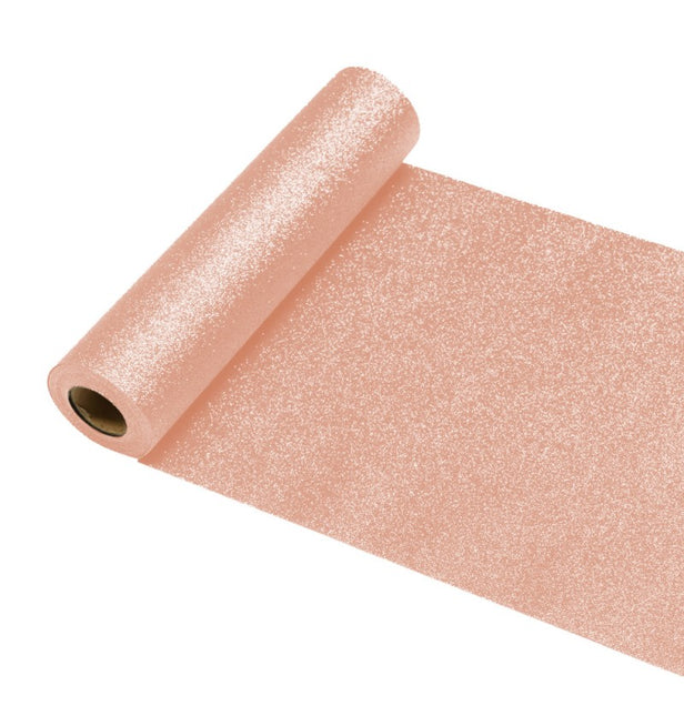 Różowo-złoty brokatowy bieżnik na stół 30 cm 5 m