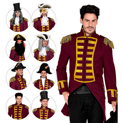 Piraat Jas Bordeaux Rood Heren van Widmann koop je bij Partywinkel