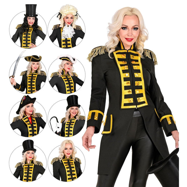 Piraat Jas Zwart Goud Dames van Widmann koop je bij Partywinkel