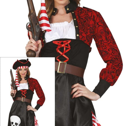Piraat Jurk Rood Zwart Dames van Fiestas Guirca koop je bij Partywinkel