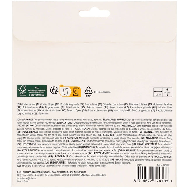 Piraat Letterslinger Happy Birthday 1,5m van Folat koop je bij Partywinkel