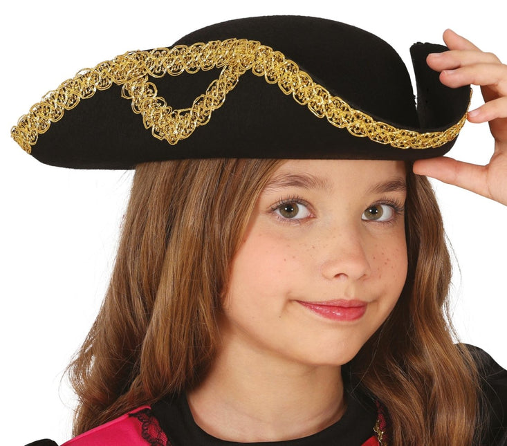Piraathoed Zwart Goud Kind - Partywinkel - 8434077136096