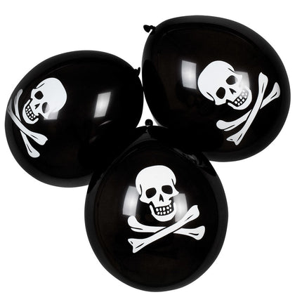 Piraten Ballonnen Doodshoofd 25cm 6st - Partywinkel - 8712026741646
