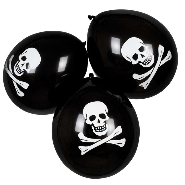 Piraten Ballonnen Doodshoofd 25cm 6st - Partywinkel - 8712026741646