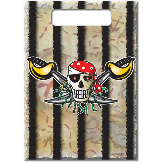 Piraten Uitdeelzakjes 23cm 8st - Partywinkel - 8714572076463