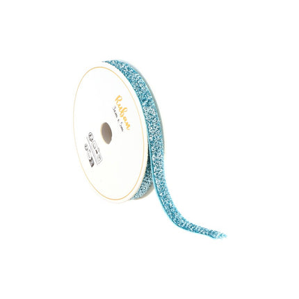 POLARNA NIEBIESKA BROKATOWA WSTĄŻKA 10 MM X 3 M
