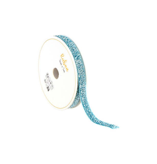 POLARNA NIEBIESKA BROKATOWA WSTĄŻKA 10 MM X 3 M