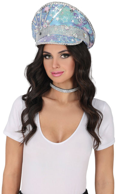 Police blue hat with pearls, adult van Fiestas Guirca koop je bij Partywinkel