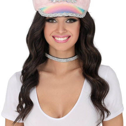 Police multicolor hat with pink ribbon, adult van Fiestas Guirca koop je bij Partywinkel