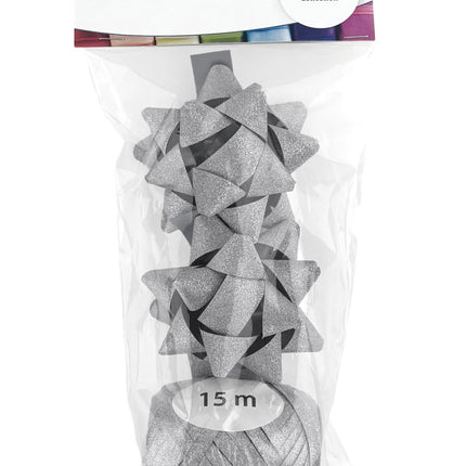 Zestaw combi Polyband w kolorze srebrnym brokatowym (1 jajko, 2 rozety)