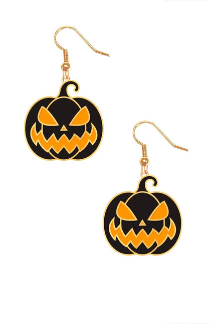 Pompoen Oorbellen Zwart Oranje van Fiestas Guirca koop je bij Partywinkel