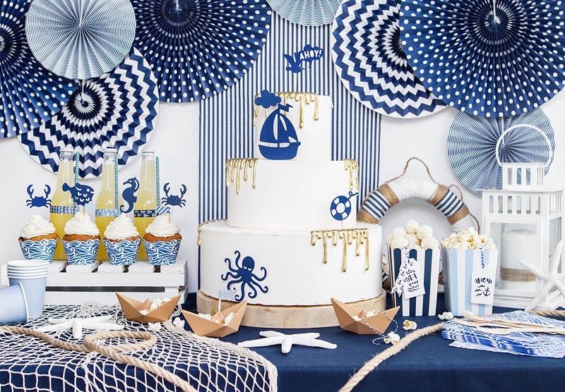 Popcorn Bakjes Blauw Mix 12,5cm 6st van Partydeco koop je bij Partywinkel