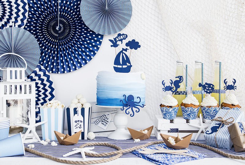 Popcorn Bakjes Blauw Mix 12,5cm 6st van Partydeco koop je bij Partywinkel