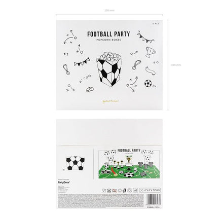 Popcorn Bakjes Voetbal 12cm 6st van Partydeco koop je bij Partywinkel