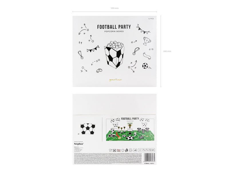 Popcorn Bakjes Voetbal 12cm 6st van Partydeco koop je bij Partywinkel