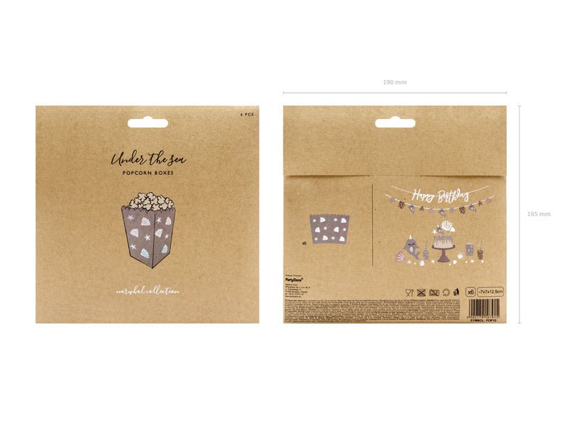 Popcorn Bakjes Zeemeermin 12,5cm 6st van Partydeco koop je bij Partywinkel