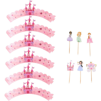Prinsessen Cupcake Toppers 6st van Folat koop je bij Partywinkel