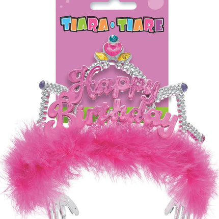 Prinsessen Kroontje Happy Birthday Roze van Unique koop je bij Partywinkel