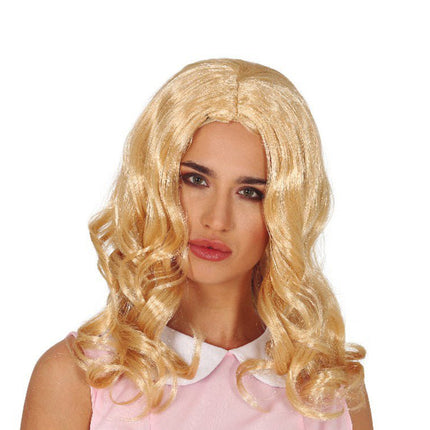 Pruik Lang Haar Blond Krul van Fiestas Guirca koop je bij Partywinkel
